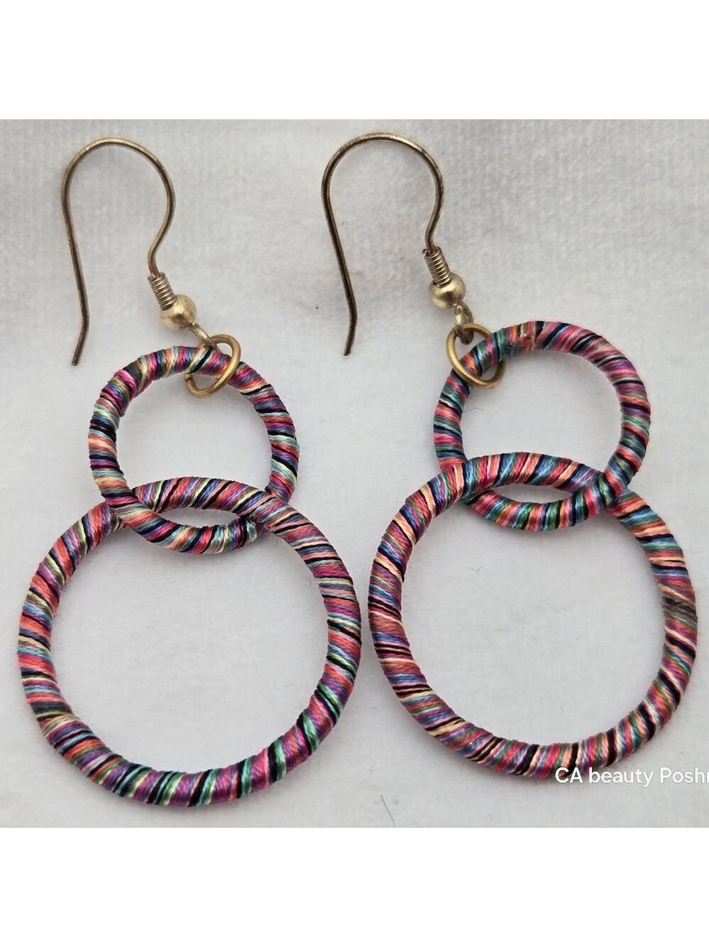 Ten Thousand Villages Colorful Multi-Hoop Thread Wrapped Earrings